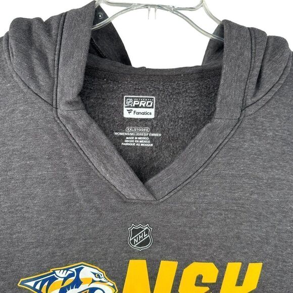 Nashville Predators Hoodie Womens XXL Gray V Neck NHL Fanatics Authentic Pro Top - Picture 2 of 7